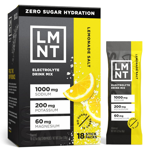 LMNT Zero Sugar Electrolytes - Lemonade | Drink Mix | 18-Count - NutriGlobal