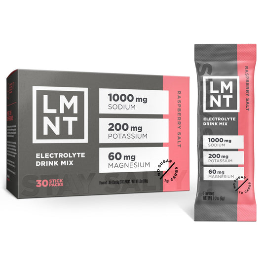 LMNT Zero Sugar Electrolytes - Raspberry Salt | Drink Mix | 30-Count - NutriGlobal
