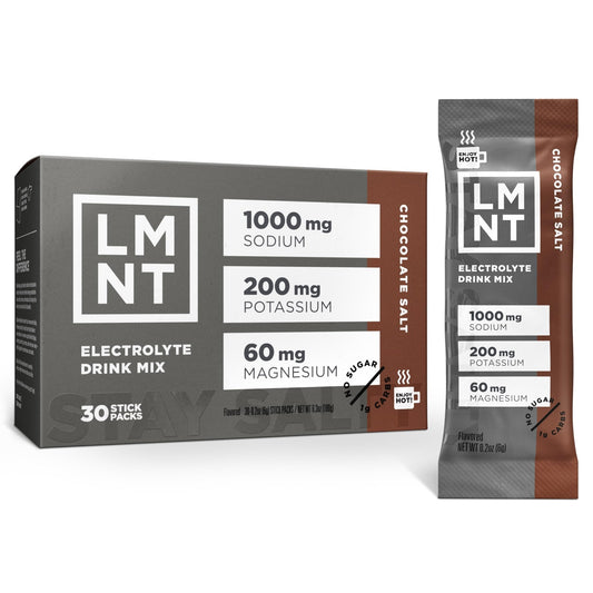 LMNT Zero Sugar Hot Chocolate or Coffee Mixer - Chocolate Salt | Drink Mix | 30-Count - NutriGlobal