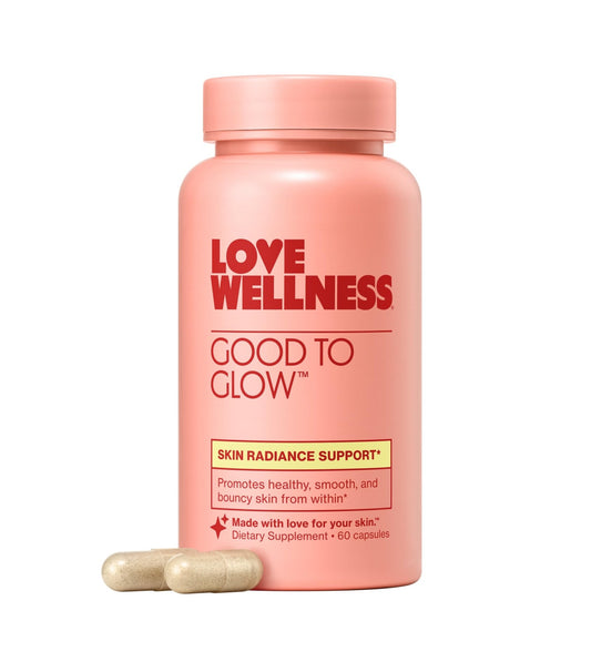 Love Wellness Good to Glow | Collagen Supplement with Biotin, Vitamin C, E, Ashwagandha & Zinc | Promotes Smooth, Glowing & Clear Skin | Enhances Smoothness & Promotes Healthy Skin | 60 Count - NutriGlobal