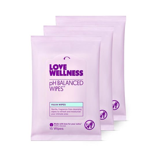 Love Wellness pH Balancing Wipes for Women | Fragrance-Free | Vulva Cleanser for Balanced pH, Intimate Health & Hygiene | Non-Irritating with Aloe Vera for Sensitive Skin | Travel Size | 3-Pack - NutriGlobal