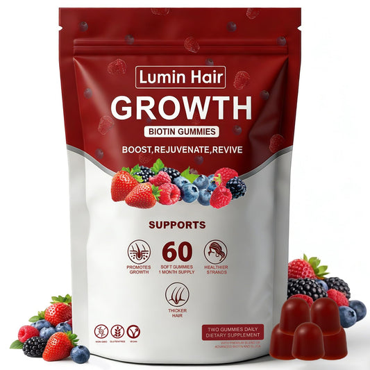 Lumin Hair Growth Gummies for Black Women, 60 Vegan Gummies, Daily Hair Nourishment with Biotin, Collagen & Botanical Extracts, Supports Healthy Hair Growth & Strength - NutriGlobal
