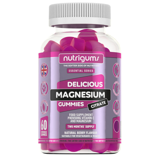 Magnesium Citrate 1250mg & Vitamin C Gummy | Mixed Berry Flavour | 60 Vegan Gummies - NutriGlobal