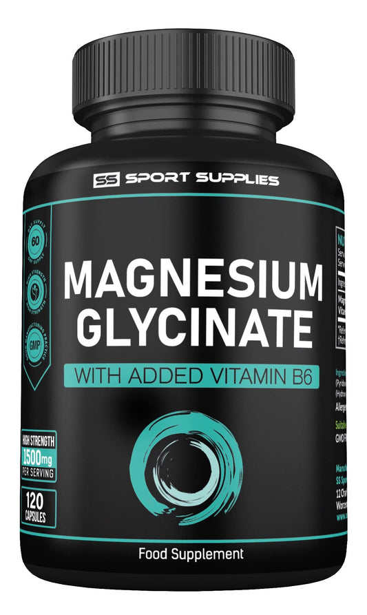 Magnesium Glycinate Supplements & Vitamin B6 - 120 High Strength Capsules - NutriGlobal