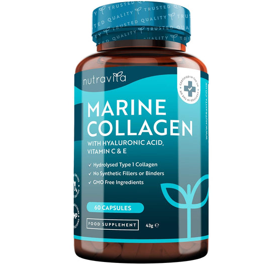 Marine Collagen 1000mg - 60 Capsules of Superior Type 1 Hydrolysed Collagen - NutriGlobal