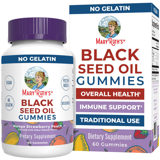 MaryRuth Organics Black Seed Oil Gummies | Black Cumin Seed Oil Supplement | Traditionally Used for Immune Support & Cardiovascular Health | Vegan | No Gelatin | Pectin Based | 60 Gummies - NutriGlobal