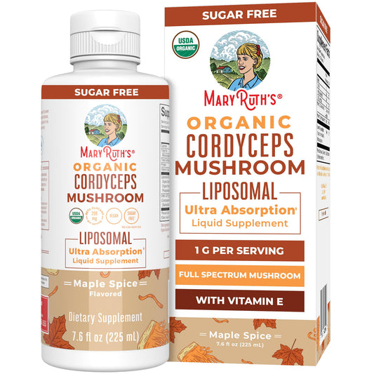 MaryRuth Organics Cordyceps Mushroom Supplement | Ultra Absorption Liposomal | Full Spectrum Mushroom | 200mg Beta-Glucans Per Serving | USDA Organic | Vegan | 7.6 oz | 15 Servings - NutriGlobal
