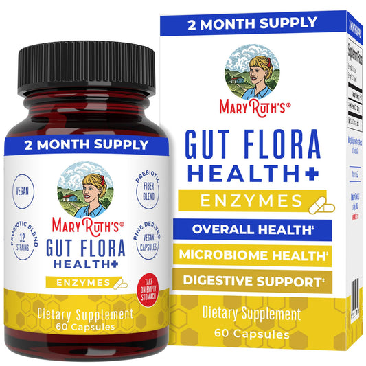 MaryRuth Organics Gut Flora Health+ Enzymes | Up to 2 Month Supply | Prebiotic Probiotic Digestive Enzymes Blend for Healthy Gut Biome & Digestive Support | Gastrointestinal Health | 60 Capsules - NutriGlobal