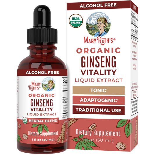 MaryRuth Organics Herbal Supplement for Brain Function | Boost Energy | Memory | Vitality USDA | Ginseng with Ashwagandha | Eleuthero and Maca Root Extract | 1 Fl Oz - NutriGlobal