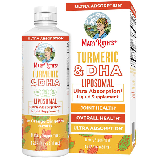 MaryRuth Organics | Liposomal Turmeric & DHA | Curcumin | Ginger Root Oil | Algal DHA & Vitamin E | Cognitive Function | Mood Support | Joint Health | Liquid Supplement | 15.22 oz - NutriGlobal