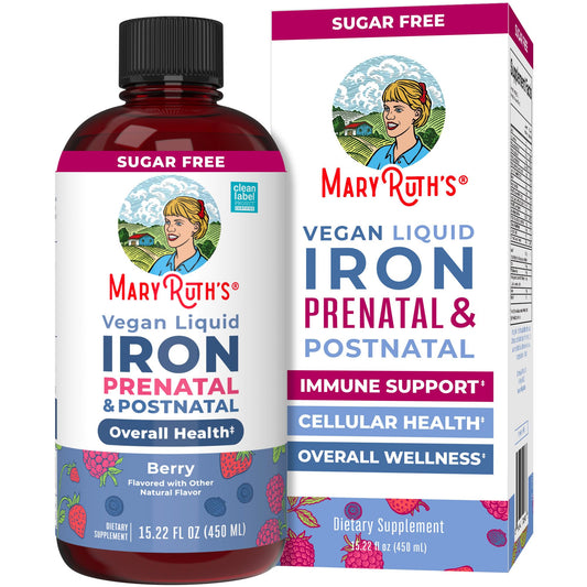 MaryRuth Organics | Liquid Iron Supplement Prenatal & Postnatal for Pregnant & Lactating | Iron Deficiency | Immune Support | Sugar/Gluten Free | Vegan | Non-GMO | 15.22 Fl Oz - NutriGlobal