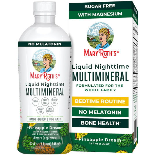 MaryRuth Organics Liquid Nighttime Multimineral | NO Melatonin | Magnesium Citrate | Calcium | Zinc | Vitamin D3| Available in 4 Flavors | Vegan | Sugar Free | Gluten Free | 32 Oz - NutriGlobal
