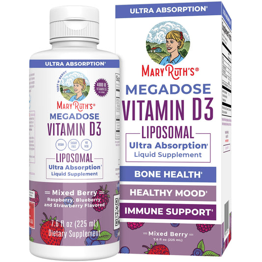 MaryRuth Organics Megadose Vitamin D3 Liposomal | Vitamin D 4000 IU | Ultra Absorption | Immune Support for Adults | Bone Health | VIT D3 | Vegan | Sugar Free | Gluten Free | Non-GMO | 45 Servings - NutriGlobal