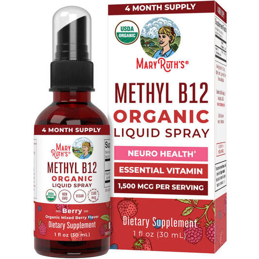 MaryRuth Organics Methyl B12 Spray | 1,500 mcg B12 Per Serving | Methylcobalamin | Energy Metabolism | Nervous System Support | Neuro Health | Vegan | Gluten Free | Sugar Free | 1 Fl Oz - NutriGlobal
