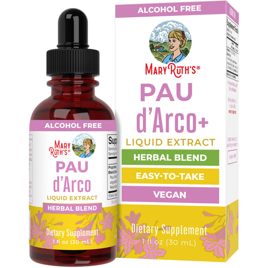 MaryRuth Organics PAU D'Arco Herbal Blend | Reishi Mushroom | Echinacea angustifolia Root | Usnea Lichen | Thyme Leaf | Vegan | Non-GMO Project Verified | Gluten Free | 30 Servings | 1 Fl Oz - NutriGlobal