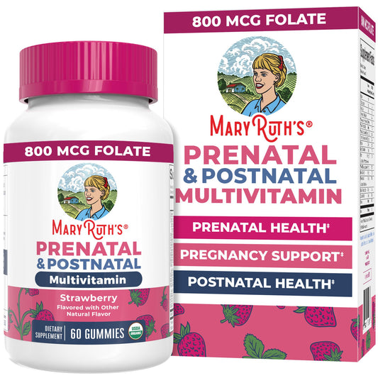 MaryRuth Organics Prenatal Vitamins for Women | USDA Organic Prenatal Gummies | Postnatal Vitamins for Women Breastfeeding | Methylfolate 800 mcg DFE | Iodine | Vegan | Non GMO | 30 Servings - NutriGlobal