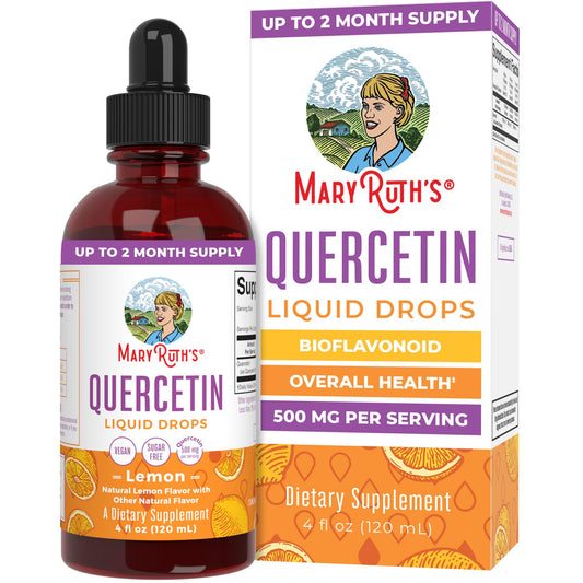 MaryRuth Organics Quercetin Liquid Drops | Sugar Free | 500mg for Adults 18 & Over | Cardiovascular Health for Adults | Bioflavonoid | Vegan | Non-GMO | Gluten Free | 4 Fl Oz - NutriGlobal