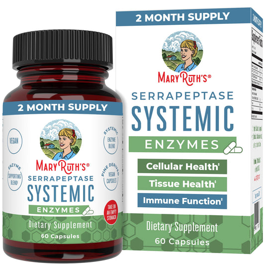 MaryRuth Organics Serrapeptase Enzymes Capsules | Up to 2 Month Supply | Enzyme Supplement for High Potency Sinus Relief Pills| Tissue Health and Cellular Health | Vegan | Gluten Free | 60 Count - NutriGlobal