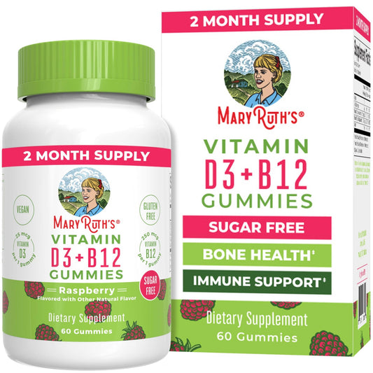 MaryRuth Organics Sugar Free | 2 Month Supply | Vitamin D & B12 Vitamin Supplements for Adults & Kids | Bone Health | Immune Support | Vegan | Non-GMO | 60 Servings - NutriGlobal
