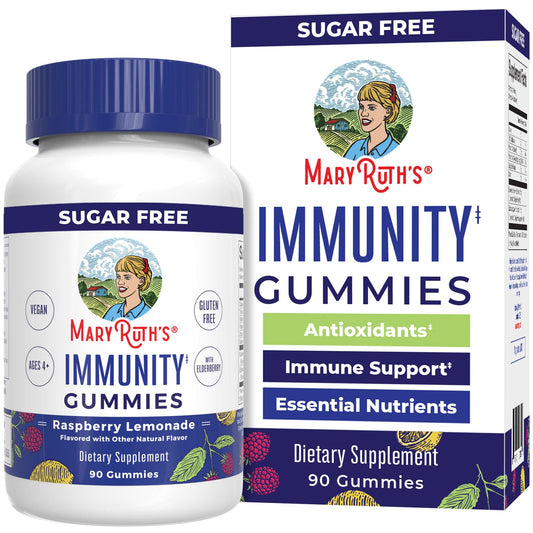 MaryRuth Organics Sugar Free Immunity Gummies | Powerful Blend | Elderberry Vitamin C & Zinc | Vitamin D3 & Echinacea | Immune Support Supplement | Gummies for Kids & Adults | Vegan | Non GMO | 90ct - NutriGlobal