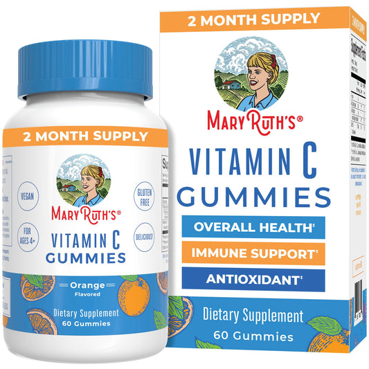 MaryRuth Organics Vegan Vitamin C Gummies | 2 Month Supply | Immune Support Supplement for Adults & Kids | Chewable Vitamin C Gummy Vitamins | Non-GMO | Pectin Based | 60 Count - NutriGlobal