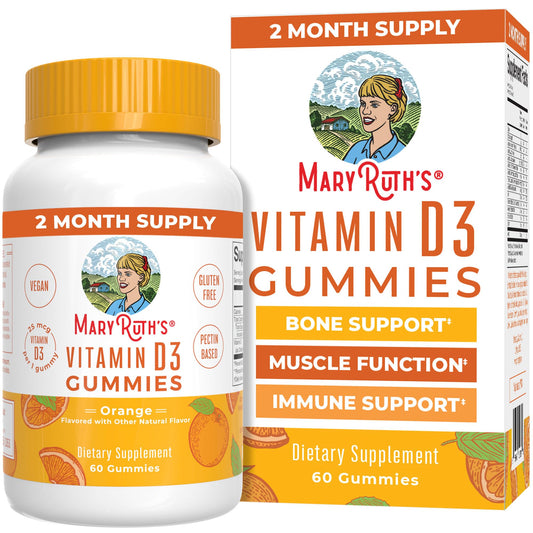 MaryRuth Organics Vitamin D3 Gummies | 2 Month Supply | Adults & Kids Vitamin D Gummy | Immune Support Supplement | VIT D3 1000IU for Bone Health&Muscle Function | Vegan | Non-GMO | Gluten Free | 60 - NutriGlobal