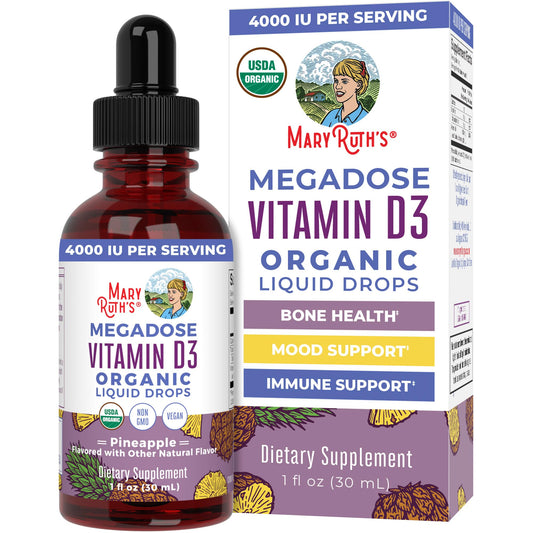 MaryRuth Organics Vitamin D3 Liquid Drops | Megadose 4000 IU | USDA Organic Liquid Vitamin D Spray for Adults & Kids | Immune Support & Bone Health | Vegan | Gluten Free | Non-GMO | 30 Servings - NutriGlobal