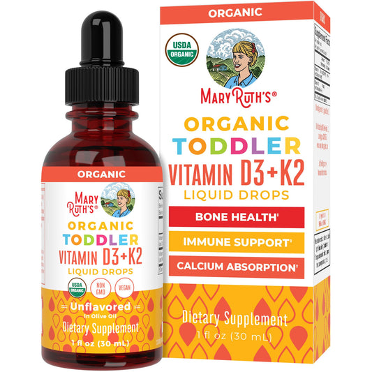 MaryRuth Organics Vitamin D3 | Vitamin K2 | Vitamin D3 K2 Drops | K2 D3 Vitamin Liquid Supplement for Toddlers | Kids Supplement for Calcium Absorption Strong Bones | Vegan | Gluten Free | 1 Fl Oz - NutriGlobal