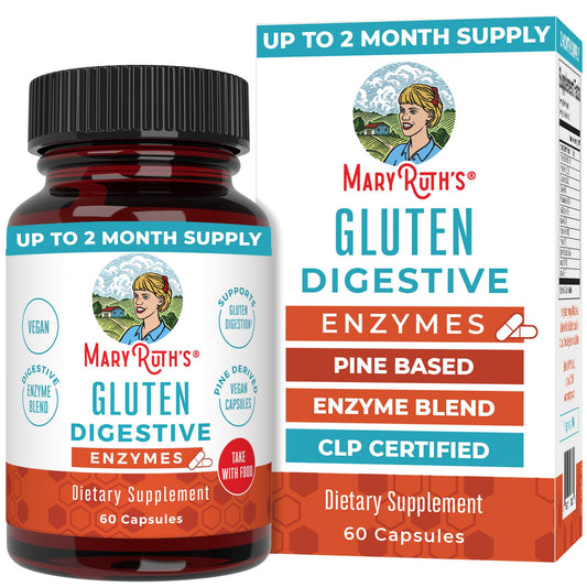 MaryRuth’s Gluten Digestive Enzymes | Up to 2 Month Supply | Proprietary Enzyme Blend | Vegan Pine-Based Capsules | Non-GMO | 60 Count - NutriGlobal
