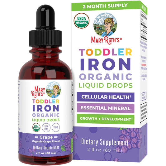 MaryRuth's Iron Supplement for Toddlers | Liquid Iron Supplement for Children Ages 1-3 | Iron Supplement for Iron Deficiency | Ferrochel | Sugar Free | Vegan | Non-GMO | Gluten Free | 2 Fl Oz - NutriGlobal