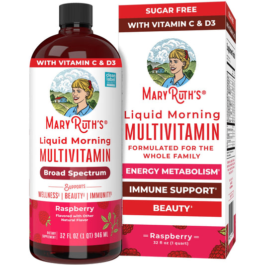 MARYRUTH'S Liquid Morning Multivitamin for Women, Men & Kids | Vitamin A C D E B6 B12 Biotin Zinc | Beauty | Vegan | Non-GMO | Gluten Free | 32 Servings - NutriGlobal
