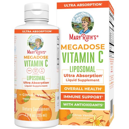 MaryRuth's Megadose Liquid Vitamin C Liposomal | 500 mg Per Serving | Ultra Absorption | Immunity | Antioxidant Support | Collagen Formation | Vegan | Gluten Free | Sugar Free | 7.6 Oz | 30 Servings - NutriGlobal