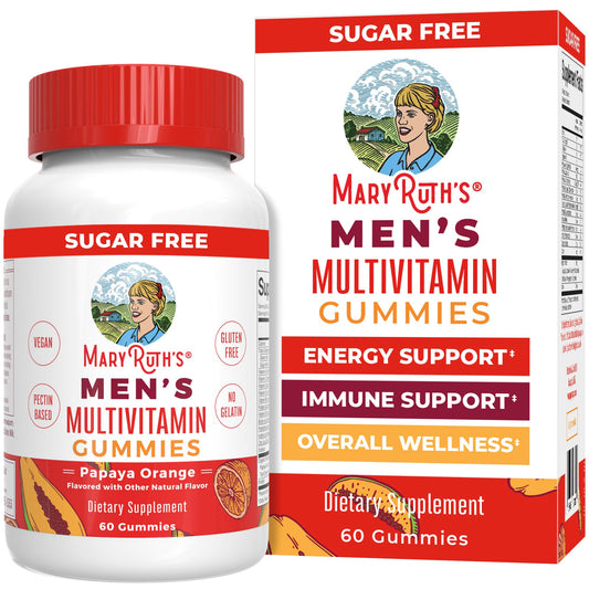 MaryRuth's Multivitamin Gummies for Men | Vitamin A, C, D, E, B6, B12, Biotin, Zinc | Energy Metabolism | Immunity | Bone Health | Cellular Health | Vegan | Non-GMO | Gluten & Sugar Free | 60 Count - NutriGlobal