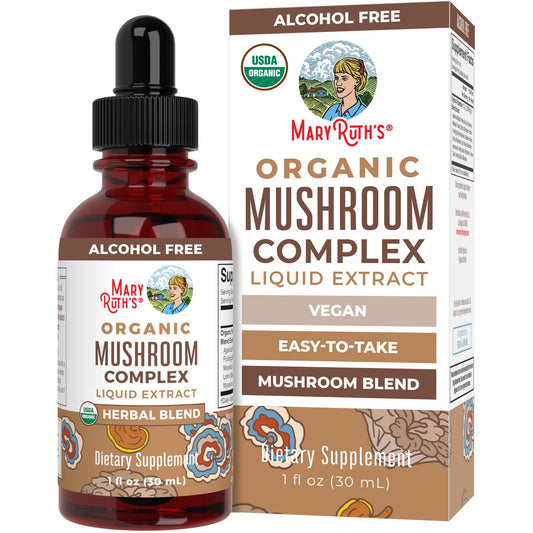 MaryRuth's Mushroom Complex | Lion's Mane | Turkey Tail | Reishi Mushroom | Shiitake Mushrooms | Alcohol Free | Mushroom Blend | Organic | Non-GMO | Vegan | 30 Servings - NutriGlobal