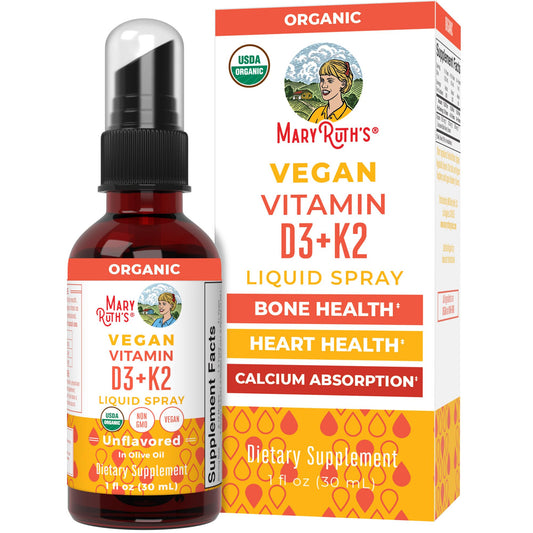 MaryRuth's Organic D3 + K2 Spray for Adults & Kids for Bone Health | Vitamin D3 as Cholecalciferol | Vitamin K2 | Immunity | Mineral Absorption | Heart Health | Vegan | Non-GMO | Gluten Free | 1 Fl Oz - NutriGlobal