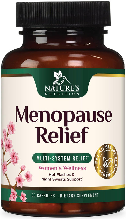 Menopause Supplement for Women - Natural Menopause Relief Support for Mild Hot Flashes & Night Sweats - Best Probiotics for Women, Dong Quai, Black Cohosh, Ashwagandha - Bottled in USA - 60 Capsules - NutriGlobal