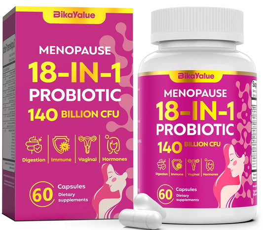 Menopause Supplements for Women, 140 Billion CFU Probiotics, 18-in-1 Menopause Relief with Magnesium, Black Cohosh, Inositol, Hormone Harmony for Women, Night Sweats, Mood Swings, Immunity - 60 Caps - NutriGlobal