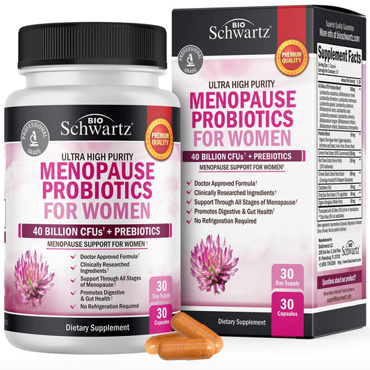 Menopause Supplements for Women - 40 Billion CFU Menopause Probiotics for Women - Support for Hot Flashes Night Sweats Mood Swings and Balance - Non-GMO, 30 Easy-Swallow Capsules, 30 Servings - NutriGlobal