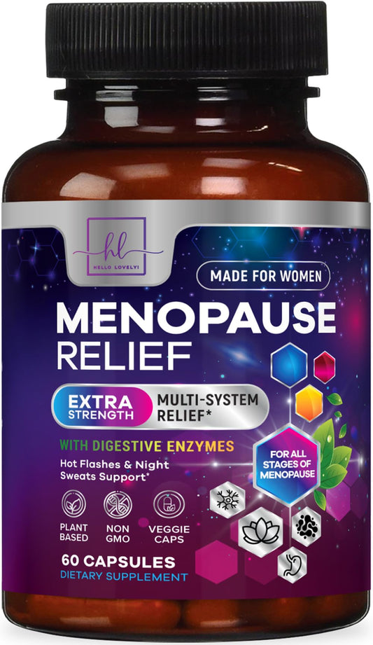 Menopause Supplements for Women - Complete Hot Flash Night Sweats & Menopause Relief Pills, 8 Billion CFU Probiotics with Dong Quai & Black Cohosh for Vaginal, Digestive Support - 60 Capsules - NutriGlobal