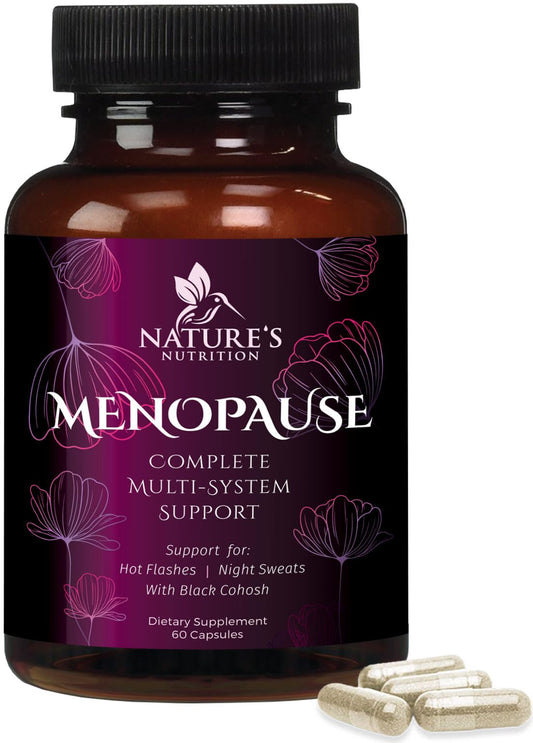 Menopause Supplements for Women - Complete Menopause Relief with Dong Quai & Black Cohosh - For Natural, Mild Hot Flash & Night Sweats - Hormone, Energy & Balance Support, Bottled in USA - 60 Capsules - NutriGlobal