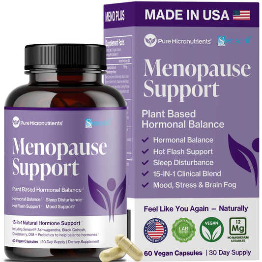Menopause Supplements for Women - Natural Hormone Balance - Hot Flashes, Night Sweats, Sleep & Mood Support. with Sensoril® Ashwagandha, DIM, Chaste Berry & Black Cohosh Root - 60 Count - NutriGlobal