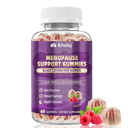 Menopause Supplements for Women with Black Cohosh, Menopause Relief Sugar Free Gummies for Hot Flashes, Natural Female Hormone Balance & Ashwagandha, Magnesium for Night Sweats, Mood Swings, 60 Count - NutriGlobal