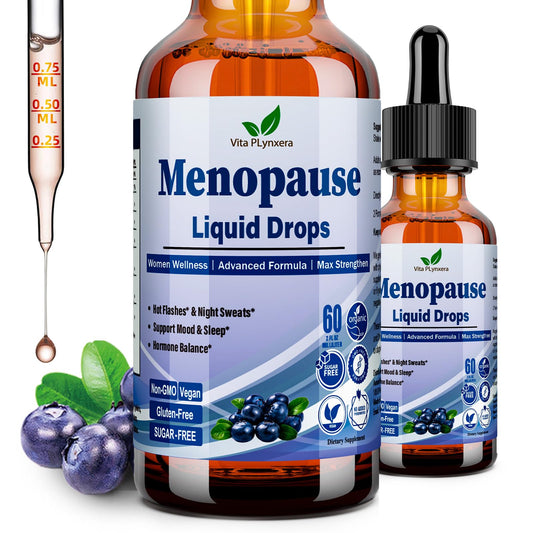 Menopause Supplements Liquid Drops, 8-in-1 Menopause Vitamin w. Black Cohosh, Ashwagandha, D3 B6 Multivitamin for Hot Flash, Night Sweats, Hormone Balance & Mood Support for Women Over 40 - NutriGlobal