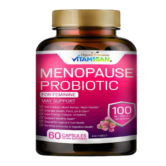 Menopause Support for Women – Hormone-Free Prebiotics & Probiotics 100 Billion CFU with Black Cohosh & Ashwagandha | Feminine Care, pH Balance, Vaginal Health, Hot Flashes, Night Sweats & Mood Swings - NutriGlobal