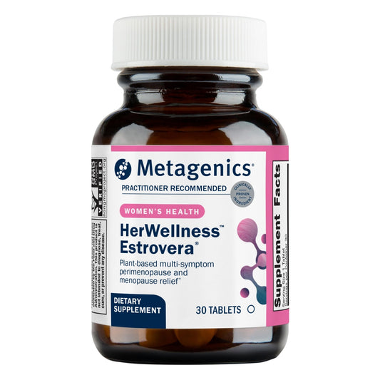 Metagenics HerWellness Estrovera - Hormone-Free Plant-Based Supplement - Supports Menopause & Perimenopause Relief - Hot Flashes, Night Sweats, Multi-Symptom Support - Vegetarian, Non-GMO - 30 Tablets - NutriGlobal