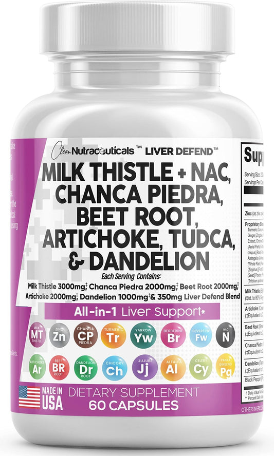 Milk Thistle 3000mg NAC Chanca Piedra 2000mg Beet Root 2000mg - NutriGlobal