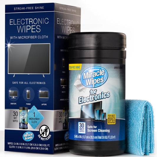 MiracleWipes for Electronics Cleaning - Screen Wipes Designed for TV, Phones, Monitors - NutriGlobal