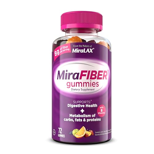 MiraLAX: MiraFIBER Gummies, 8g of Daily Prebiotic Fiber with B Vitamins to Support - NutriGlobal