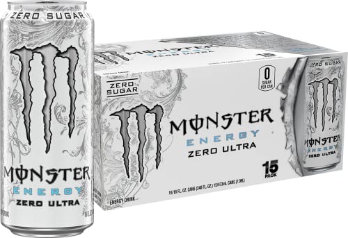 Monster Energy Zero Ultra, Sugar Free Energy Drink, 16 Ounce (Pack of 15) - NutriGlobal