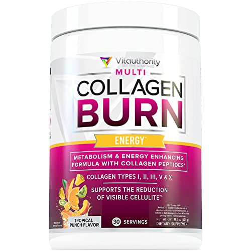 Multi Collagen Burn: Multi-Type Hydrolyzed Protein Peptides with Hyaluronic Acid, Vitamin - NutriGlobal
